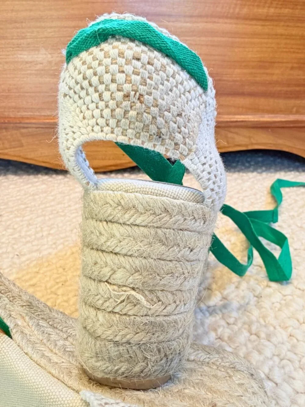 Boden Cassie High Wedge Suede Lace Up Espadrilles - Green - Size 11